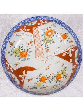 Antique Japanese Meiji Period Porcelain Bowl with Imari Pattern Design